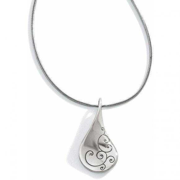 Brighton TWIRL TWIST Swirl Etched Scroll Pendant Silver Necklace NWOT MRP $52 - Picture 1 of 12